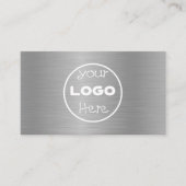 Elegant Logo Metaal Zilver Geborsteld Visitekaartje (Voorkant)