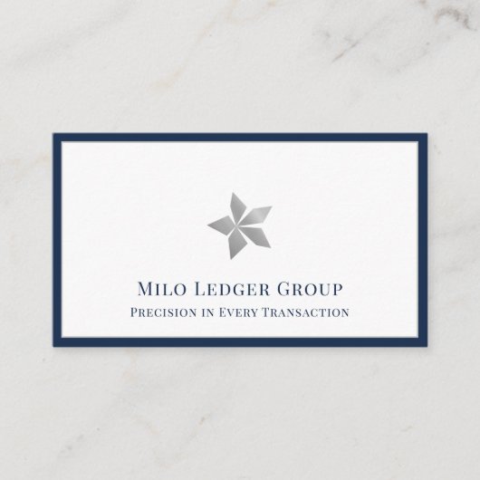 Elegant Logo Navy Blue Border Visitekaartje (Voorkant)