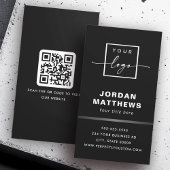 Elegant logo QR-code grijs gradiëntrand zwart Visitekaartje