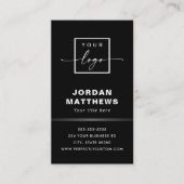 Elegant logo QR-code grijs gradiëntrand zwart Visitekaartje (Voorkant)