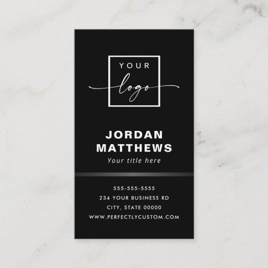 Elegant logo QR-code grijs gradiëntrand zwart Visitekaartje (Voorkant)