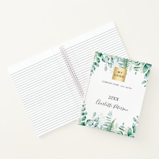 Elegant logo voor eucalyptusgroen bedrijf notitieboek (Binnen)