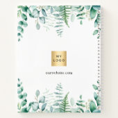 Elegant logo voor eucalyptusgroen bedrijf notitieboek (Achterkant)