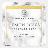 Elegant logo, wit marmer, etiket (Voorkant)