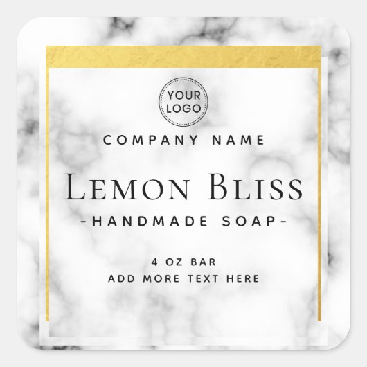 Elegant logo, wit marmer, etiket (Voorkant)