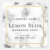 Elegant logo, wit marmer, etiket (Voorkant)