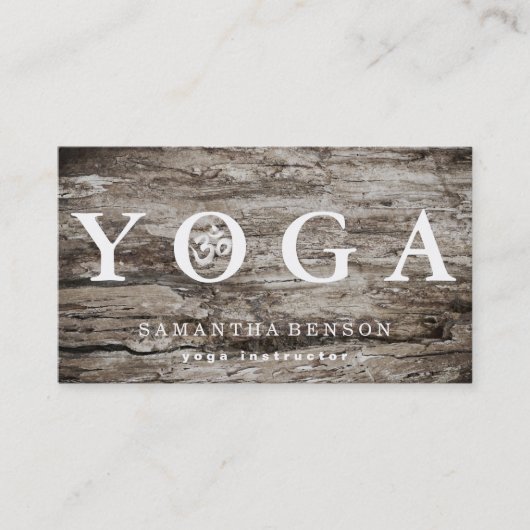 Elegant Logo Yoga Meditation Wood Visitekaartje (Voorkant)