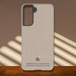 Elegant Logo zakelijk bedrijf Samsung Galaxy Hoesje<br><div class="desc">Een eenvoudige elegante maatbeige zakelijke sjabloon in een moderne minimalistische luxestijl die eenvoudig kan worden bijgewerkt met de logo en tekst van uw bedrijf. Ontworpen met een sjabloon geborsteld metallic gouden logo embleem, kunt u aanpassen door de tekst en het afbeelding te wijzigen met behulp van de velden die worden...</div>