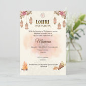 Elegant Lohri Invitation- Pastel, Minimalistic Kaart (Staand voorkant)