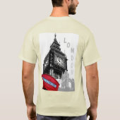 Elegant London Big Ben Clock Tower Red Telefoon T-shirt (Achterkant)