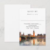 Elegant London Skyline Watercolor Wedding RSVP Kaartje (Voorkant / Achterkant)
