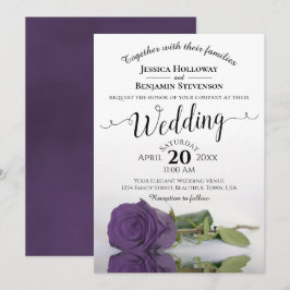 Elegant Long Stemmed Amethyst Paars Roos Wedding Kaart