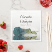 Elegant Long Stemmed Blauwgroen Turquoise Roos Wed Servet (Insitu)