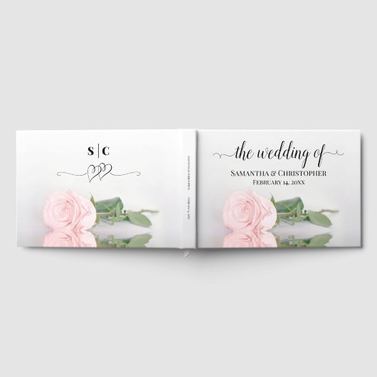 Elegant Long Stemmed Blush Pink Rose Wedding Gastenboek (Volledig)