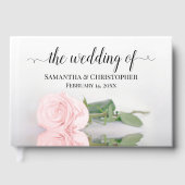 Elegant Long Stemmed Blush Pink Rose Wedding Gastenboek (Voorkant)