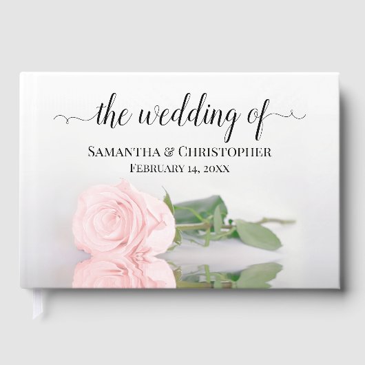 Elegant Long Stemmed Blush Pink Rose Wedding Gastenboek (Voorkant)