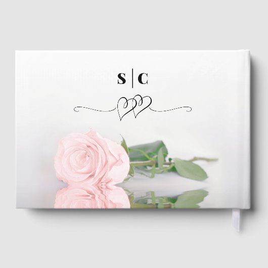 Elegant Long Stemmed Blush Pink Rose Wedding Gastenboek (Achterkant)