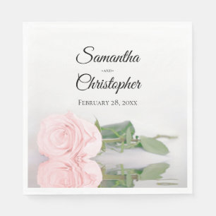 Elegant Long Stemmed Blush Pink Rose Wedding Servet