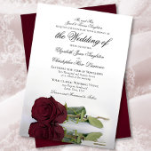 Elegant Long-Stemmed Burgundy Roos Formal Wedding Kaart
