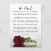 Elegant Long-Stemmed Burgundy Roos Wedding Details Informatiekaartje (Voorkant)