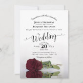 Elegant Long Stemmed Burgundy Roos Wedding Kaart (Voorkant)