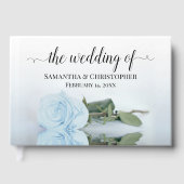Elegant Long Stemmed Dusty Blue Roos Wedding Gastenboek (Voorkant)