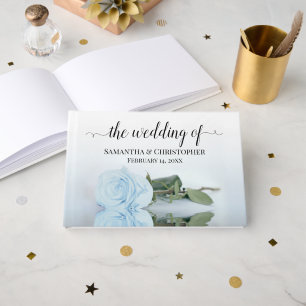 Elegant Long Stemmed Dusty Blue Roos Wedding Gastenboek