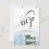 Elegant Long-Stemmed Dusty Blue Roos Wedding RSVP Kaartje (Voorkant)