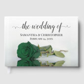 Elegant Long Stemmed Emerald Green Roos Wedding Gastenboek (Voorkant)