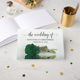Elegant Long Stemmed Emerald Green Roos Wedding Gastenboek
