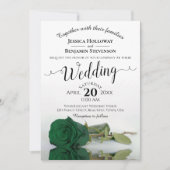 Elegant Long Stemmed Emerald Green Roos Wedding Kaart (Voorkant)