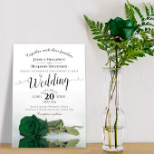 Elegant Long Stemmed Emerald Green Roos Wedding Kaart