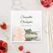 Elegant Long Stemmed Ivory Peach Roos Wedding Servet (Insitu)