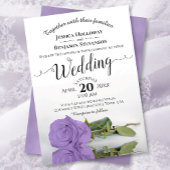 Elegant Long Stemmed Lavender Paars Roos Wedding Kaart