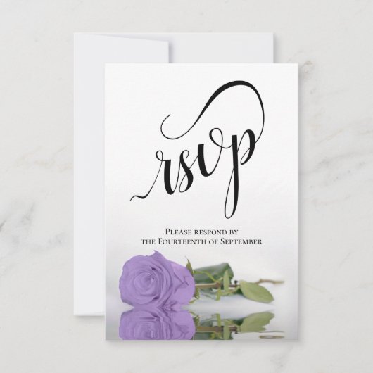 Elegant Long-Stemmed Lavender Paars Roos Wedding RSVP Kaartje (Voorkant)