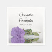 Elegant Long Stemmed Lavender Paars Roos Wedding Servet (Voorkant)