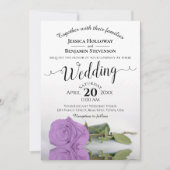 Elegant Long Stemmed Lila Paars Roos Wedding Kaart (Voorkant)