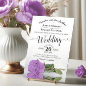 Elegant Long Stemmed Lila Paars Roos Wedding Kaart