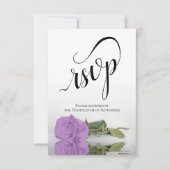 Elegant Long-Stemmed Lila Paars Roos Wedding RSVP Kaartje (Voorkant)