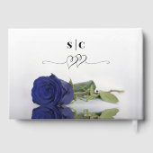 Elegant Long Stemmed Navy Blue Roos Wedding Gastenboek (Achterkant)