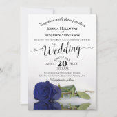 Elegant Long Stemmed Navy Blue Roos Wedding Kaart (Voorkant)