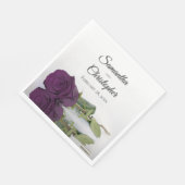 Elegant Long Stemmed Plum Paars Roos Wedding Servet (Hoek)