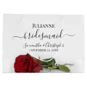 Elegant Long Stemmed Red Rose Bridesmaid Wedding Groot Cadeauzakje (Achterkant)