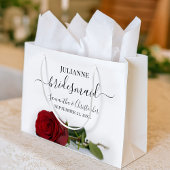 Elegant Long Stemmed Red Rose Bridesmaid Wedding Groot Cadeauzakje