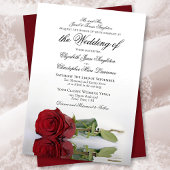 Elegant Long-Stemmed Red Rose Formal Wedding Kaart