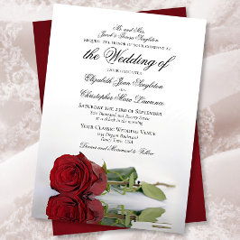 Elegant Long-Stemmed Red Rose Formal Wedding Kaart