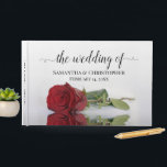 Elegant Long Stemmed Red Rose Romantic Wedding Gastenboek<br><div class="desc">Dit prachtige bruiloft gastenboek heeft een romantisch ontwerp met een enkele lange stengels rode roos liggend op zijn kant reflecterend in een plas water. De tekst luidt: De bruiloft van... met uw namen en de trouwdatum. Prachtige manier voor uw gasten om goede wensen en een tijdloze herinnering aan uw speciale...</div>