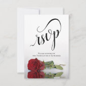 Elegant Long-Stemmed Red Rose Simple Wedding RSVP Kaartje (Voorkant)