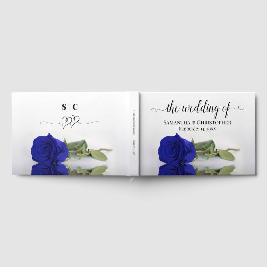 Elegant Long Stemmed Royal Blue Roos Wedding Gastenboek (Volledig)