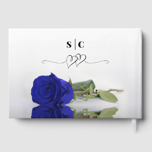 Elegant Long Stemmed Royal Blue Roos Wedding Gastenboek (Achterkant)